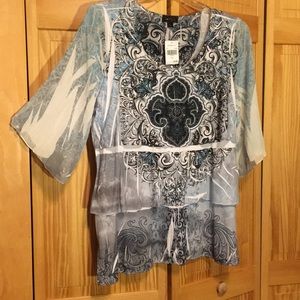 Print tiered knit top